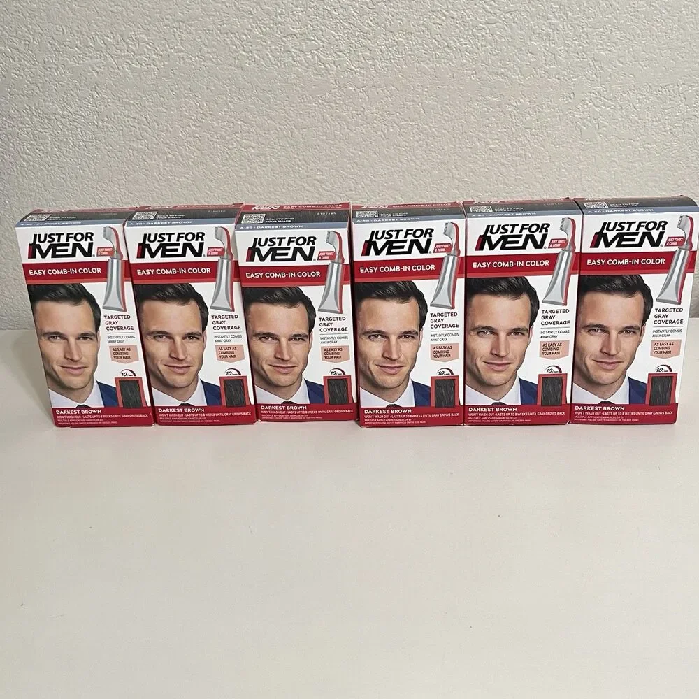 Just For Men Easy Comb-In Color A-50 Darkest Brown Lot of 6 NEW